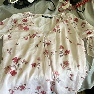 Light pink floral Ralph Lauren wrap shirt